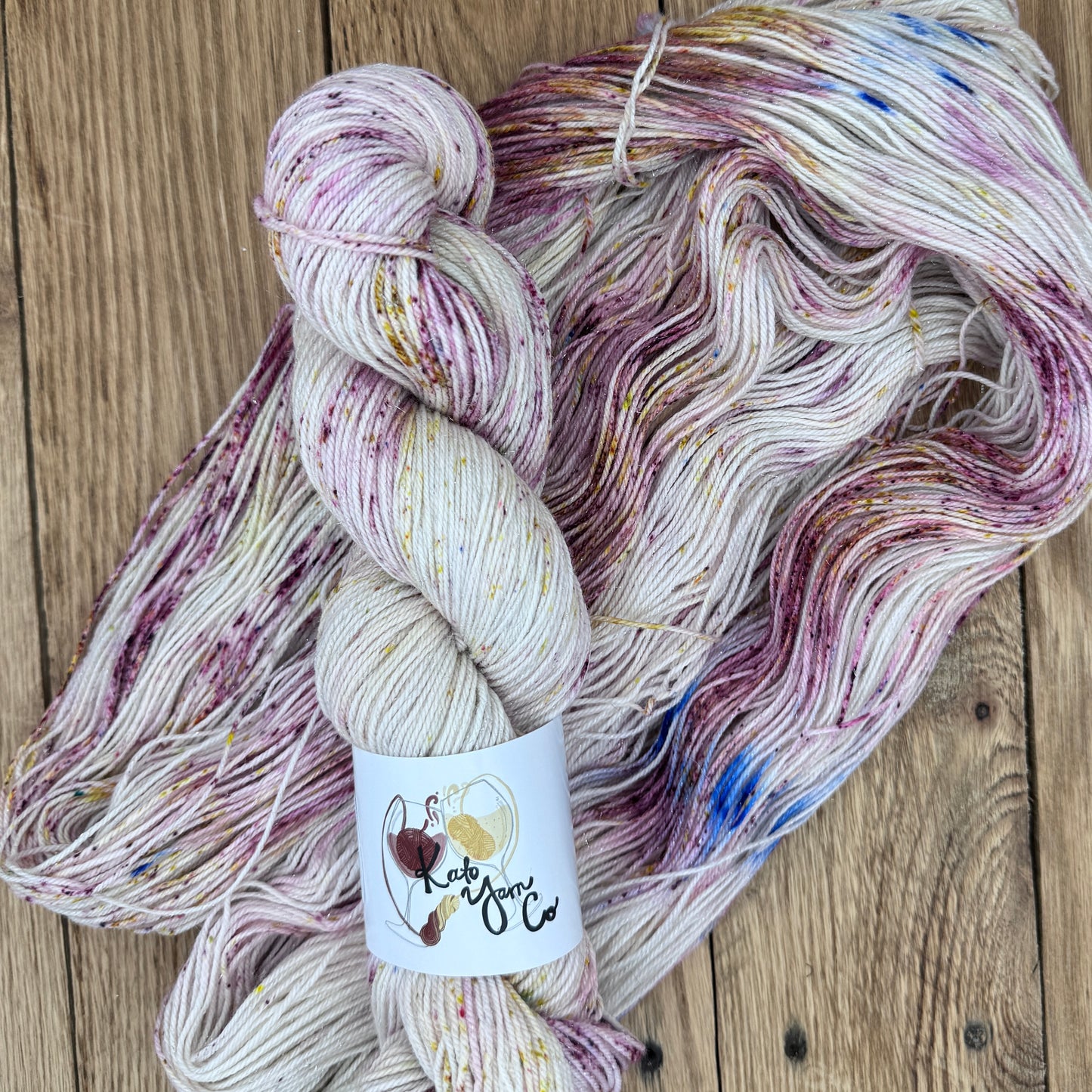 Rose Gold (has blue spots) - Silver Sparkle Fingering