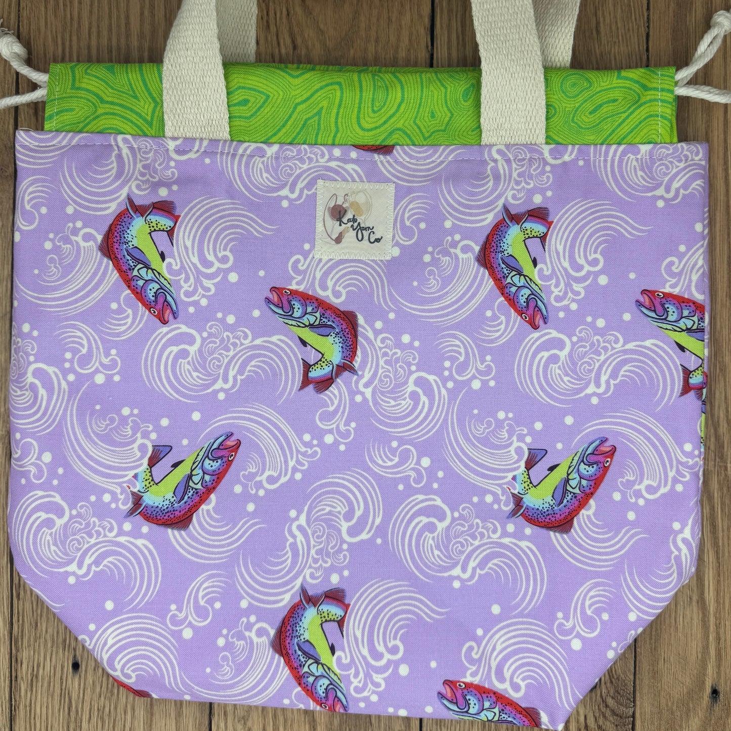 Fish Purple - Tula Pink Drawstring Project Bag