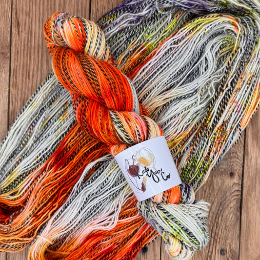 Smashed Pumpkins - Zebra Fingering Sock