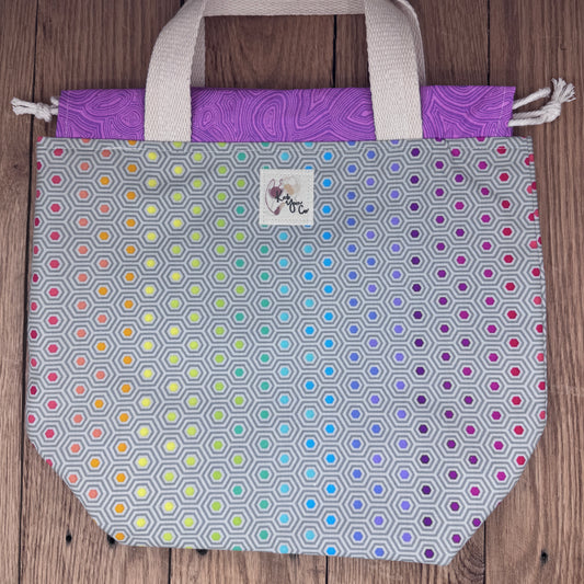 Rainbow Hexagons - Tula Pink Drawstring Project Bag